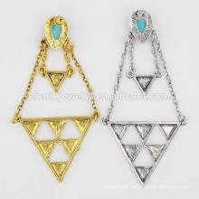 Top Selling Ladies Exaggerated Retro Turquoise Geometric Pendant Earrings Jewelry SSEH010